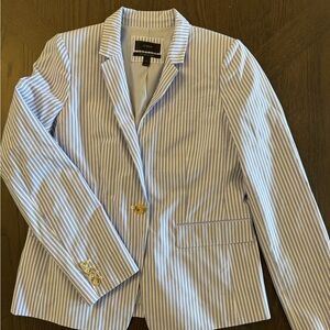 J. Crew Blue and White Striped Blazer